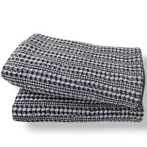 Pottery Barn Honeycomb Waffle Weave Cotton King Sham Set Midnight Blue